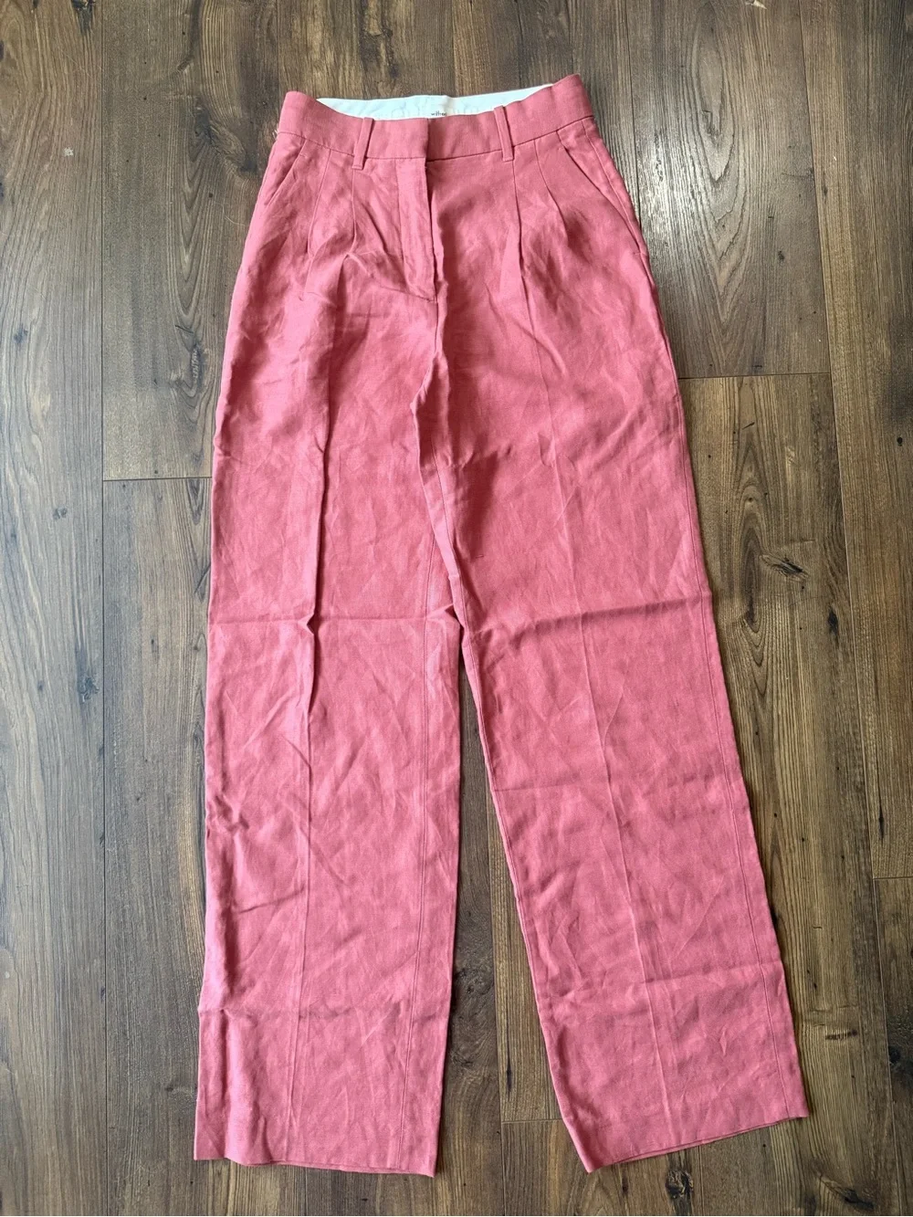 Wilfred Aritzia Pink Linen Lyocell Wide Leg Pants Women’s Size 2 High Rise